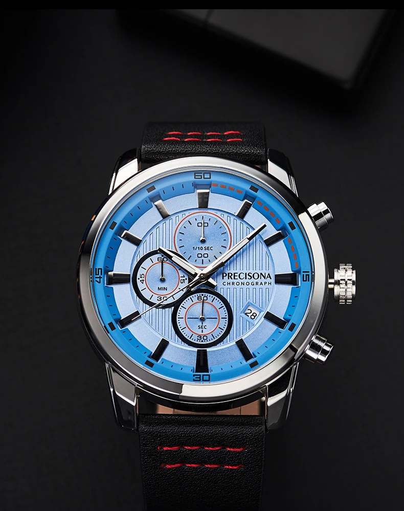 Топ бренд класса люкс Precisona Модные кварцевые мужские часы с кожаным стальным ремешком повседневные мужские наручные часы