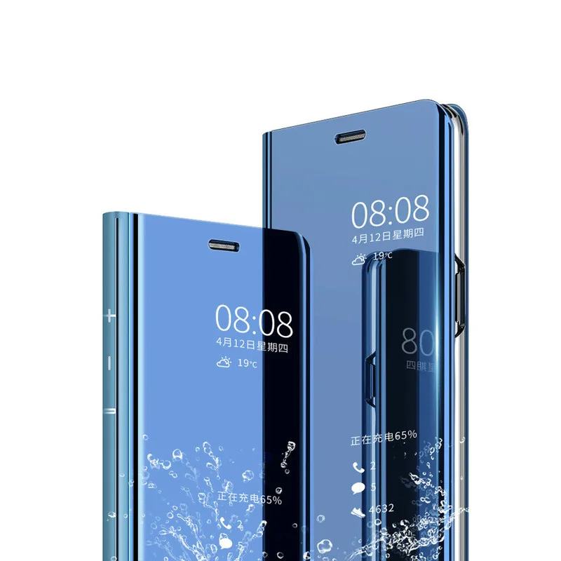 

Luxury For iPhone 8 Clear View Smart Mirror Phone Case For iPhone XR XS MAX X 8 7 6 6s Plus Cases Flip Stand Leather Cover Case