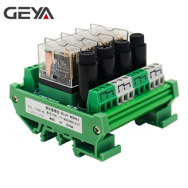 

GEYA NGG2R 4Channel Relay Module Omron Relay Board with Fuse Protection 1NO1NC 12V 24V AC/DC