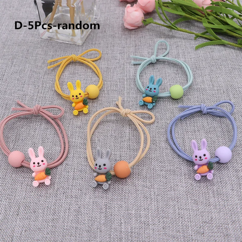 5 шт. Резиновая лента для маленьких девочек Dumbo Pokemon аксессуары для волос с Микки Пикачу заколка для волос рождественские аксессуары для волос банты для волос - Цвет: D-5pcs  Rabbit