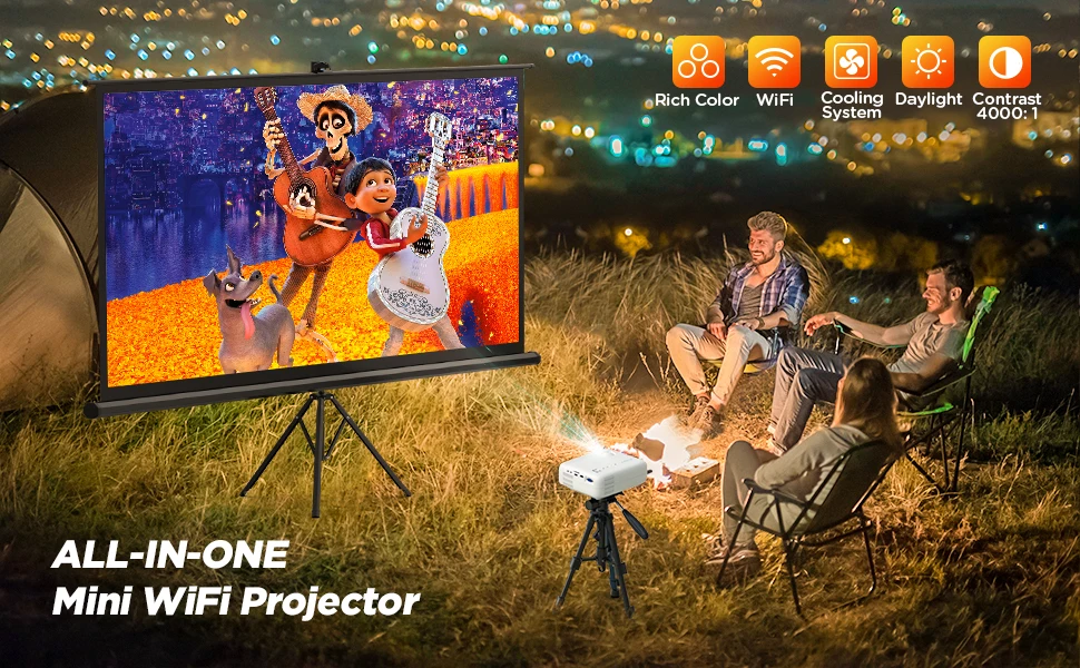 best 4k projector BOMAKER HD Mini Projector Native 1280x720P LED Android WiFi Projector Video Home Cinema 3D Smart Movie Game Beamer with tripod goodee projector