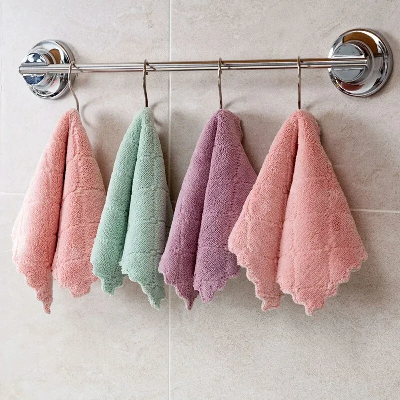 Kitchen Towels Absorbent Thicker Double-layer Microfiber Wipe Table Kitchen Towel Cleaning Dish Washing Cloth