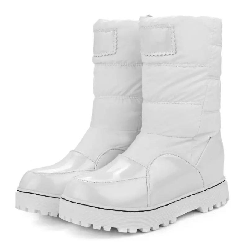 Dilalula/Новинка; женские зимние ботинки; нескользящая водонепроницаемая обувь с хлопковой подкладкой; женские плюшевые зимние ботинки для беременных женщин - Цвет: Белый