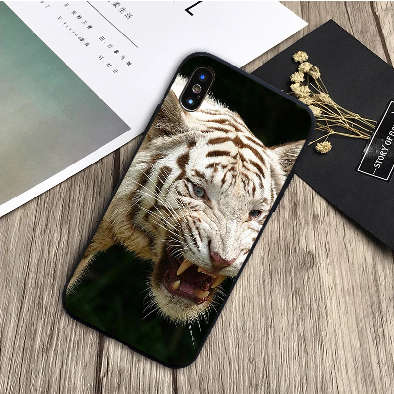 white tiger black Silicone Phone Case For iPhone 13 12 XR XS Max 5 5S SE 2020 6 6S 7 8 PLUS X 11Pro Max 11 Cover iphone se wallet case