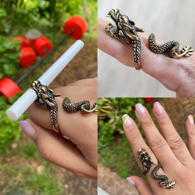 Cigarette Holder Dragon Ring Bronze Metal Finger Clip Mens Womens Smoking  Rack.