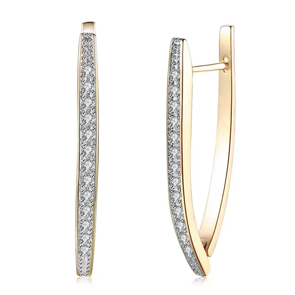 MxGxFam разноцветные золотые длинные треугольные микро циркон серьги-кольца для женщин 18 k модные ювелирные изделия AAA+ без никеля