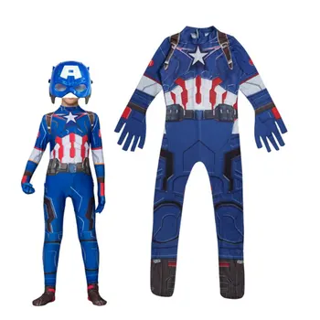 

Kids Children Superhero Captain America Cosplay Costume Zentai Bodysuit Suit Jumpsuits Halloween
