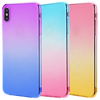 

10pcs ultra thin gradient silicone case for iphone 5 se 6 s 7 8 plus iphone x xr xs max cases tpu cover covers tok husa kryt
