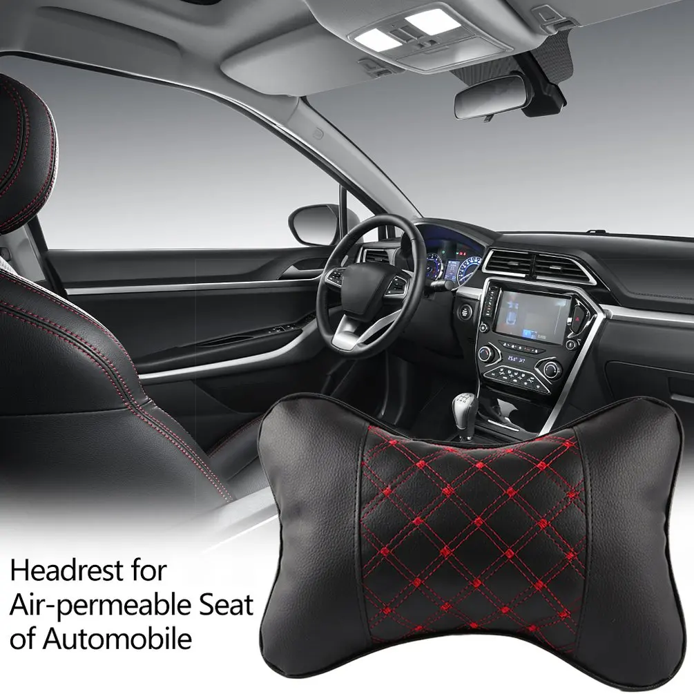 Memory Foam Chair Armrest Pad Comfy Car Breathable Seat Headrest Bone Pillow Neck Protection Red Line Seat