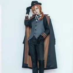 Men Detective Uniforms Noble Palace Party Outfits Nakahara Chuya Japanese Anime Stray Dogs Cosplay Costume British Style Jackets