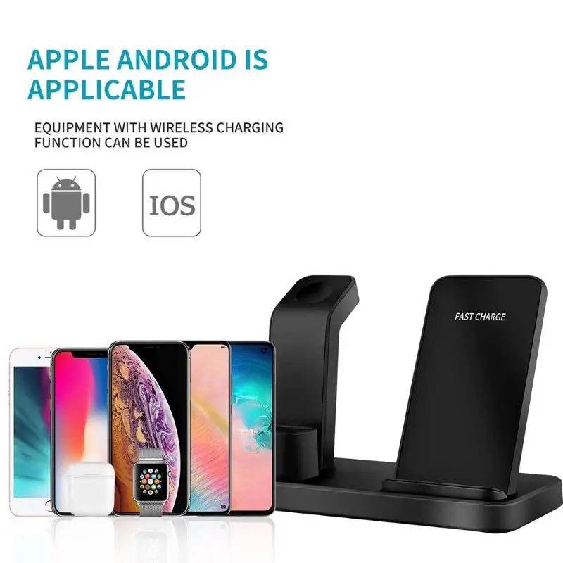 ALLOET 3 в 1 Qi Беспроводная зарядная подставка для iPhone XS X AirPods быстрая зарядная док-станция для Apple Watch iWatch серии 4/3/2/1