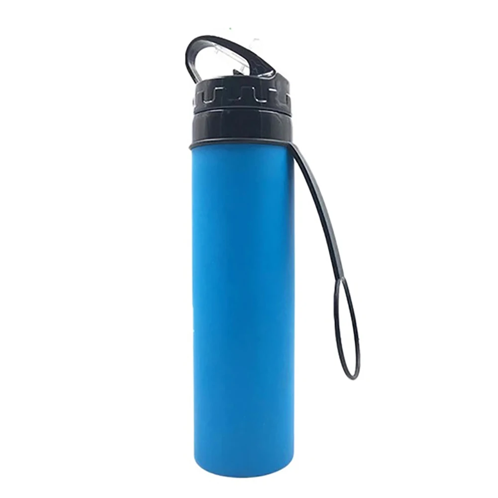450 мл портативные уличные бутылки для воды, складная силиконовая чашка для питья, чайник для путешествий, Спортивная бутылочка для питья - Цвет: Синий