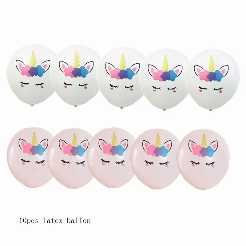 10pcs ballon 123 вечерние Единорог Рог ресницы уха Дети День рождения Единорог украшения детский душ DIY вечерние фоновые принадлежности - Цвет: 10pcs ballon