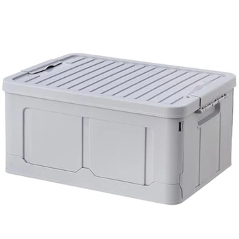 

Large Capacity Storage Box Folding Plastic Storage Organizer for Clothes Toy Food Sundries Stackable Boxes for Storage-Grey