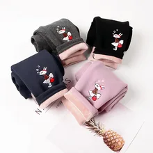 Г. Зимние Стильные Леггинсы корейские стильные однотонные плотные леггинсы для девочек из кроличьей кожи с ворсом штаны для девочек