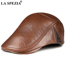 

Winter Leather Cap Mens Beret Cowskin Ivy Cap Real Leather High Quality Gatsby Autumn Winter Warm Casual Flat Cap