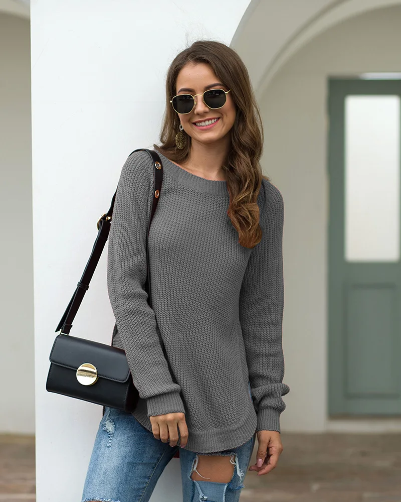 DANJEANER, весенние женские длинные пуловеры, модные, длинный рукав, круглый вырез, раздельный, вязаные свитера, мягкая на ощупь, верхняя одежда, джемпер, трикотаж