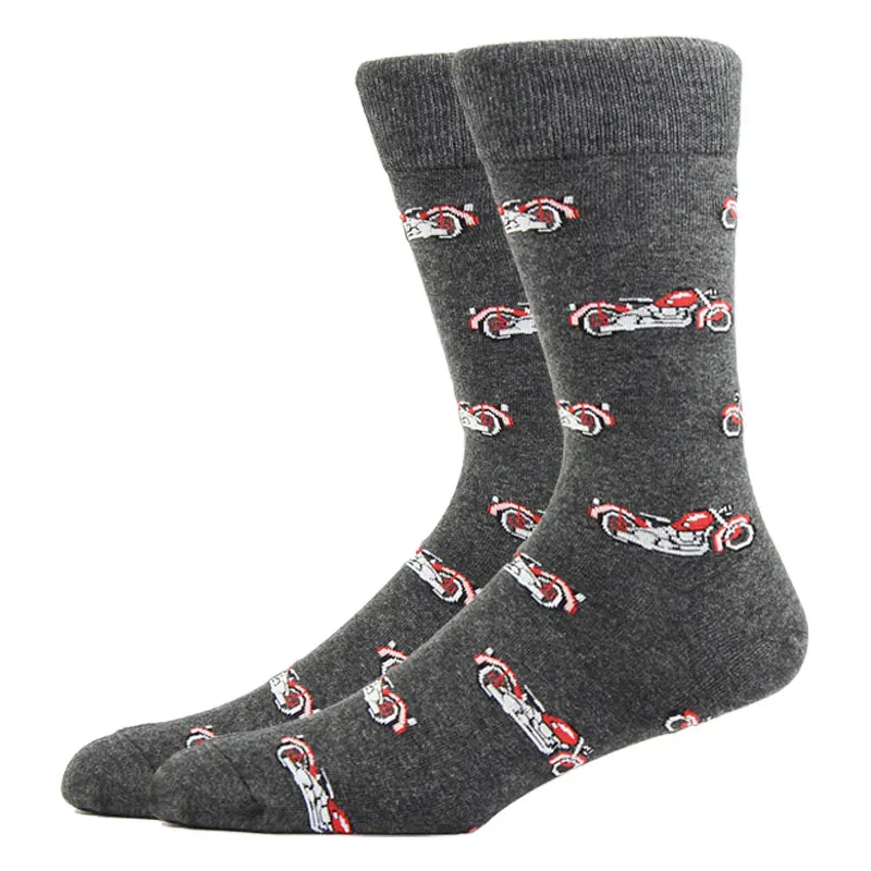 Happy Men Socks Harajuku Funny Socks With Print Fashion Motorcycle Jeep Bicycle Hip Hop Cool Compression Socks Men's Clothing