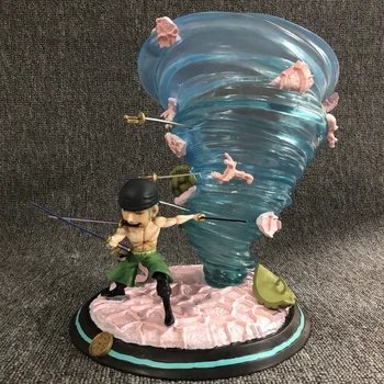 

12'' New Anime ONE PIECE The Straw Hat Pirates Roronoa Zoro Three Swords Battle Ver. GK Statue Big Wind Scene PVC Action Figure