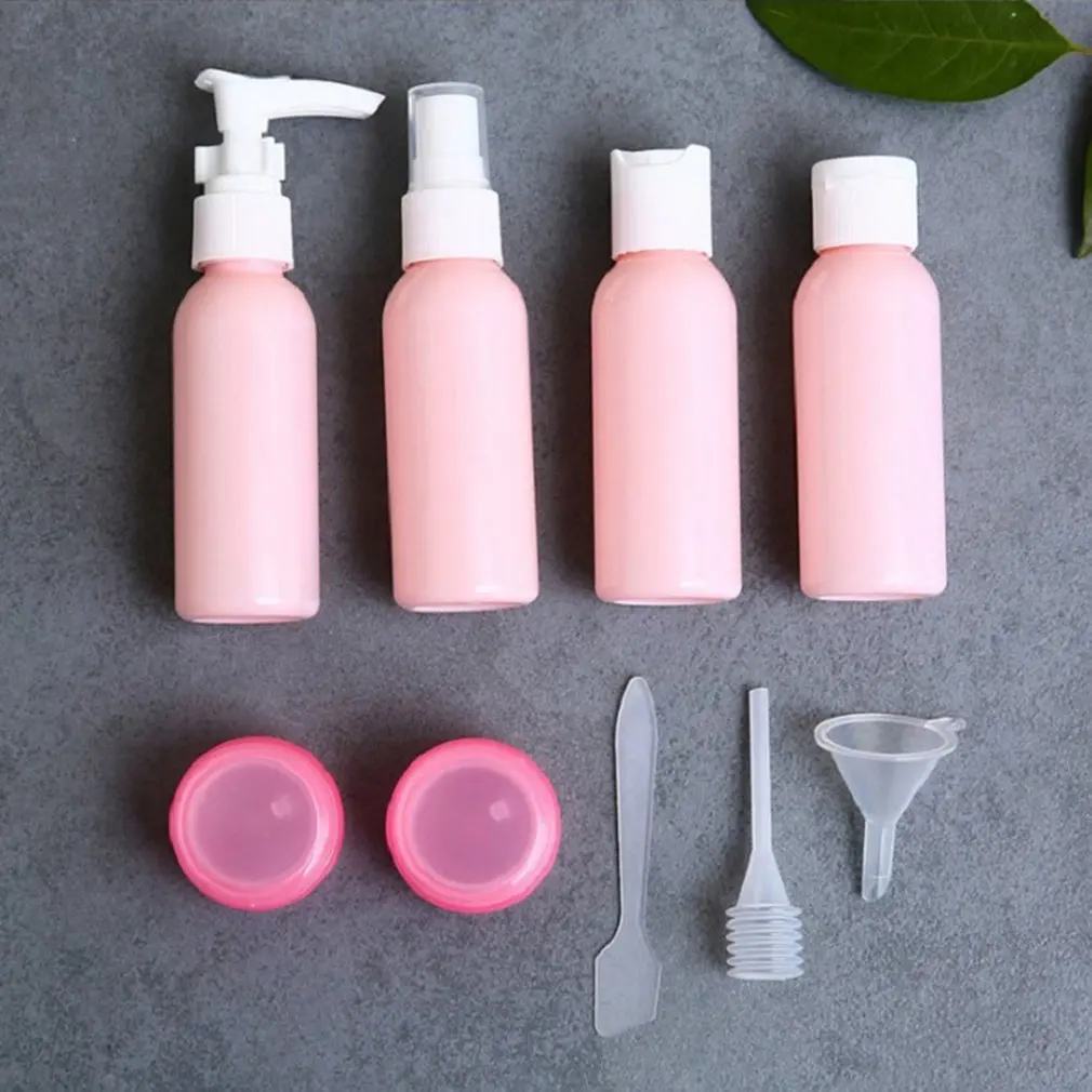 Travel Portable Pink Cosmetics Sub Bottle Set Spray Bottle Travel Plastic Bottle Cosmetic Bottle 9Pcs 5
