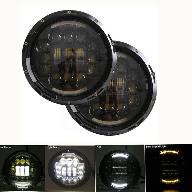 2xFor Лада Нива 7 дюймов светодиодный головной светильник Hi/Low луч светильник Halo угол глаза DRL налобный фонарь для Jeep Wrangler Off Road 4x4 suzuki samurai - Цвет: Style 7 Black