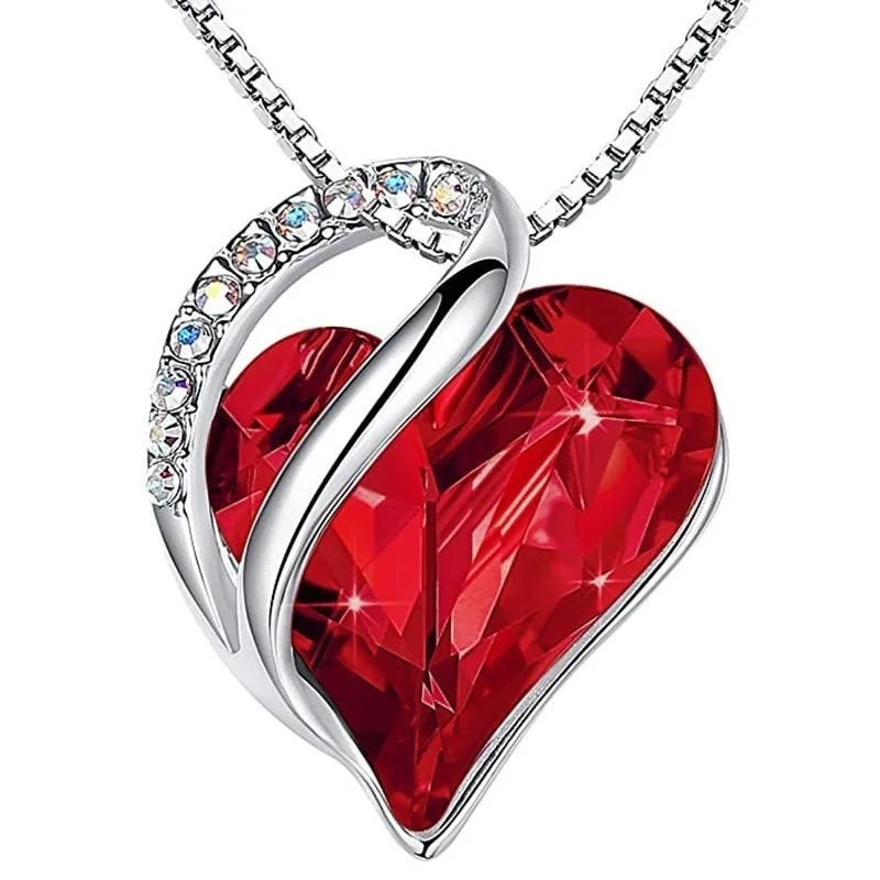 Женское Ожерелье с кулоном Infinity Love Heart ожерелье из кристаллов камнем на день