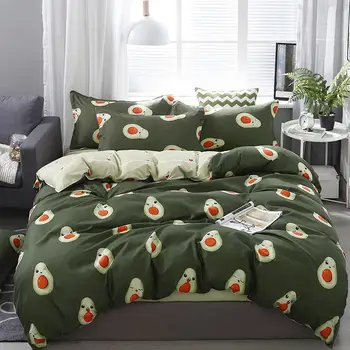 

56 Avocado design duvet cover set flat bed sheet pillowcase bedding set queen king full single double size 3/4pcs bed set