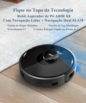 Robô Aspirador ABIR X8, Mapeamento a Laser, 6500Pa