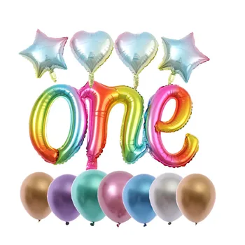 

12pcs Balloons Baby Shower Party Decor One Siamese Aluminium Film Balloon Set Baby 1st happy Birthday Party Balloons ww11
