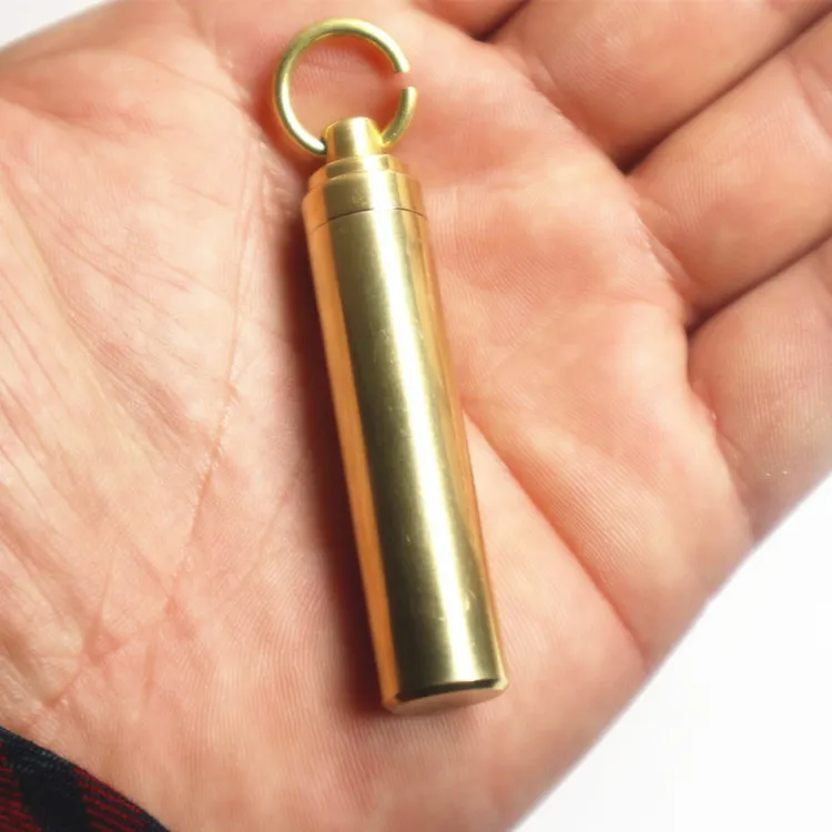 

Outdoor waterproof tank Brass sealed box Pure brass mini metal drug waterproofing bin EDC tool equipment survival tool camping