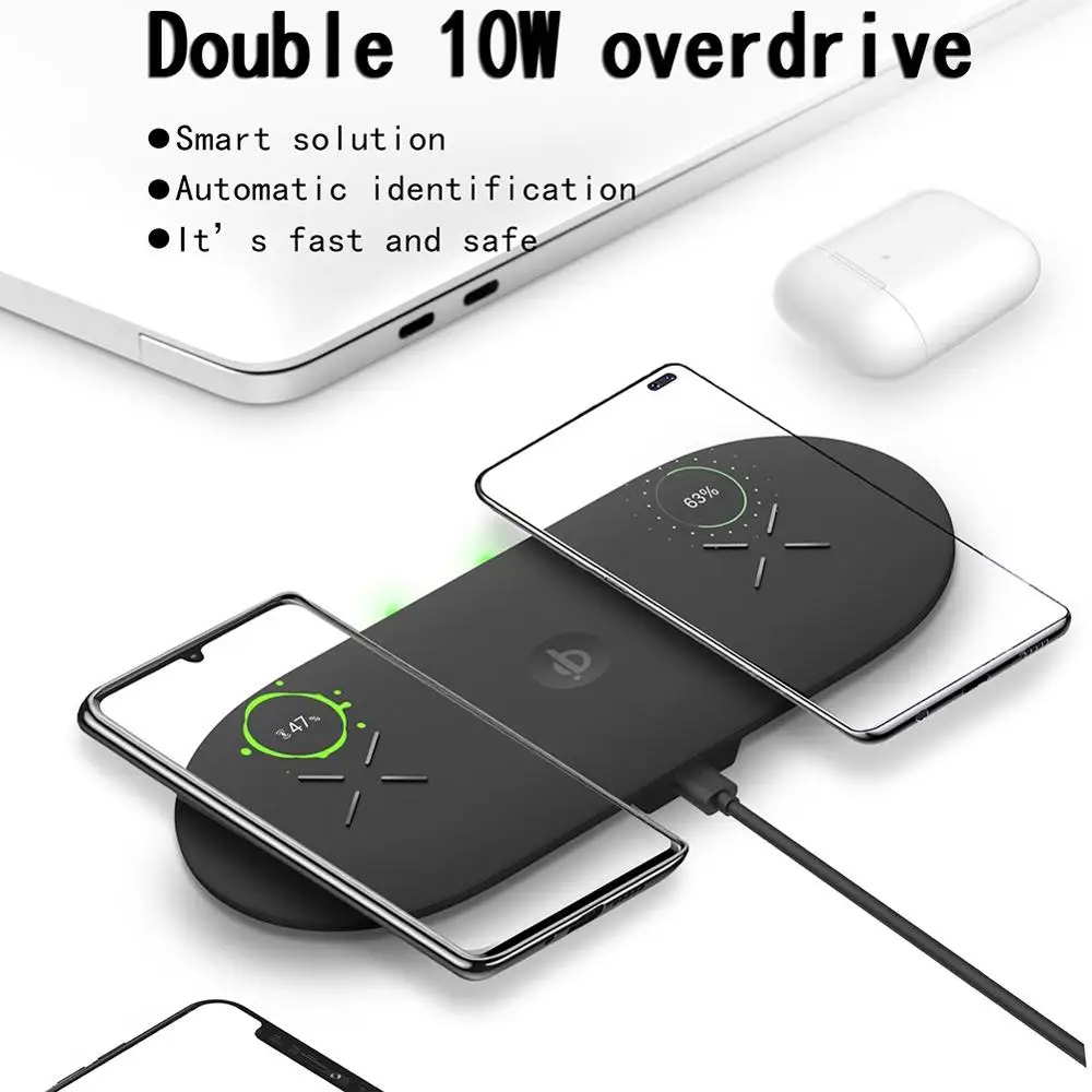 

Dual / Triple Wireless Charger 10W Fast Charge Anti-slip Charging Pad for AirPods 2 for Samsung for Apple Watch