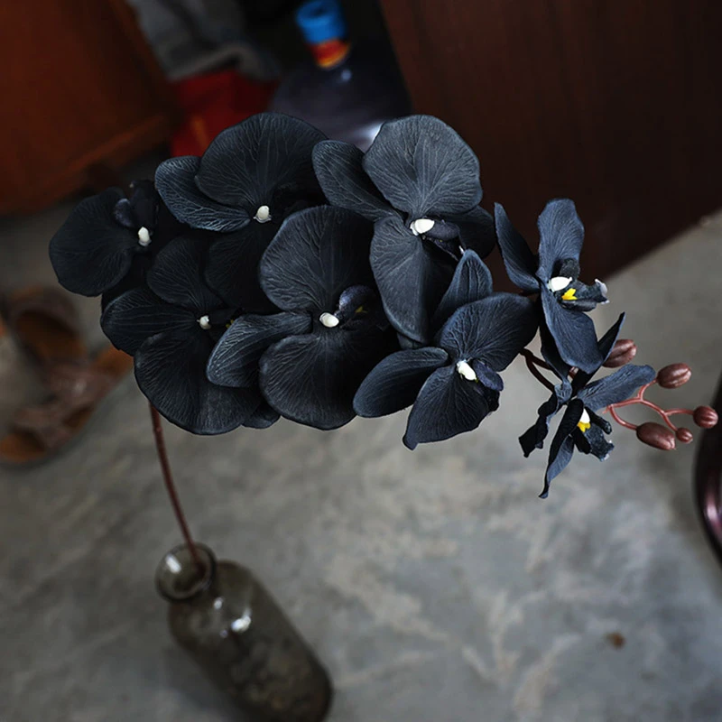 Phalaenopsis Flor Artificial para decoración del hogar, orquídea de seda,  Mariposa Negra, para boda, Navidad, jardín, planta falsa en maceta|Flores  artificiales y secas| - AliExpress