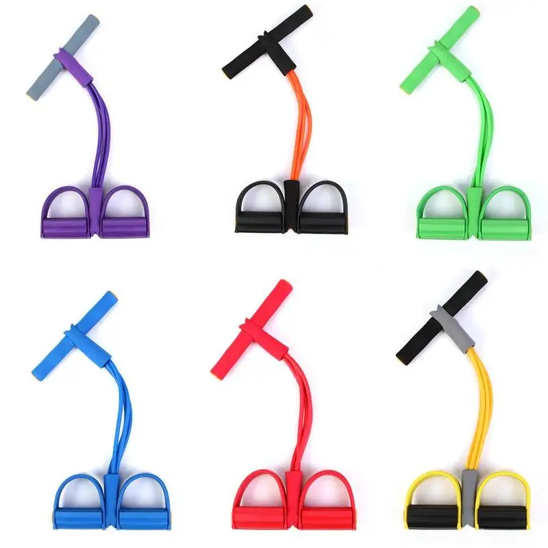 

1PC Multi-functional Adjustable Push-pull Rope 4-strand Sit-up Tensioner Fitness Sports Career Bands Games Pedal Sit-up Puller