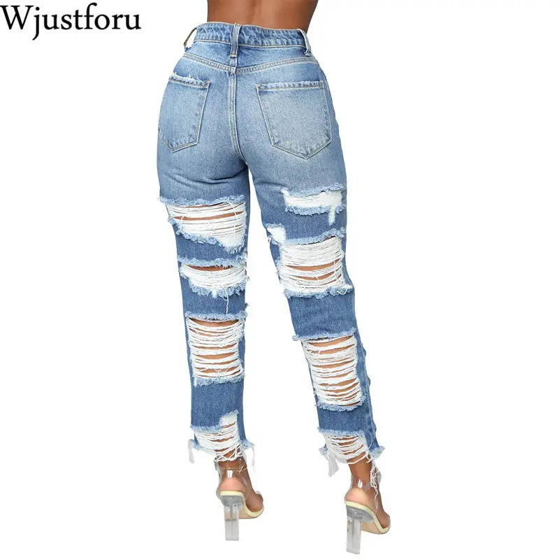 Wjustforu Casual Ripped Jeans Women High Elastic Pencil Pants Push Up High Waist Denim Jeans Plus Size Mujer Trousers Vestidos Wjustforu Casual Ripped Jeans Women High Elastic Pencil Pants Push Up High Waist Denim Jeans Plus Size Mujer Trousers Vestidos