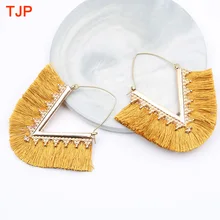 Новинка, женские серьги с кисточками, Boheimian, Ретро стиль, v-образная форма, веревка, бахрома, висячие серьги, для свадебной вечеринки, этнические свисающие серьги