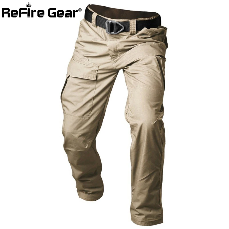 

ReFire Gear Men's Military Cargo Pants Army Combat Soldiers Airsoft Tactical Pant Cotton SWAT Camo Multi Pockets Casual Trousers