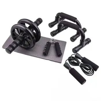Abdominal Wheel Ab Roller Set Resistance Bands Push Up Stand Bar Home Exercise Bodybuilding 3