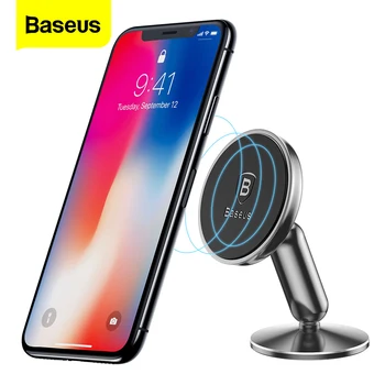 

Baseus Car Phone Holder For iPhone X 8 7 Samsung S9 S8 Mobile Phone Holder Support GPS 360 Degree Magnetic Car Holder Stand