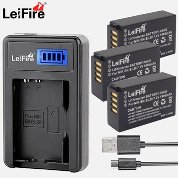

3Pcs EN-EL20 EN EL20a Battery+LCD USB Charger for Nikon Coolpix P1000 Nikon1 J1, J2, J3 Nikon1 AW1 ENEL20 Batteries