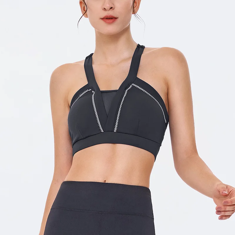 Sports Top Vest Beauty Back Sport Bra Top Shock-Proof Gathering High-Intensity Sport Yoga Underwear Sexy V-neck Fitness Bra
