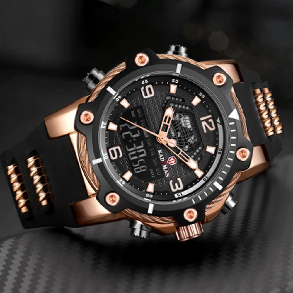 Мужские военные часы водонепроницаемые наручные светодиодный кварцевые