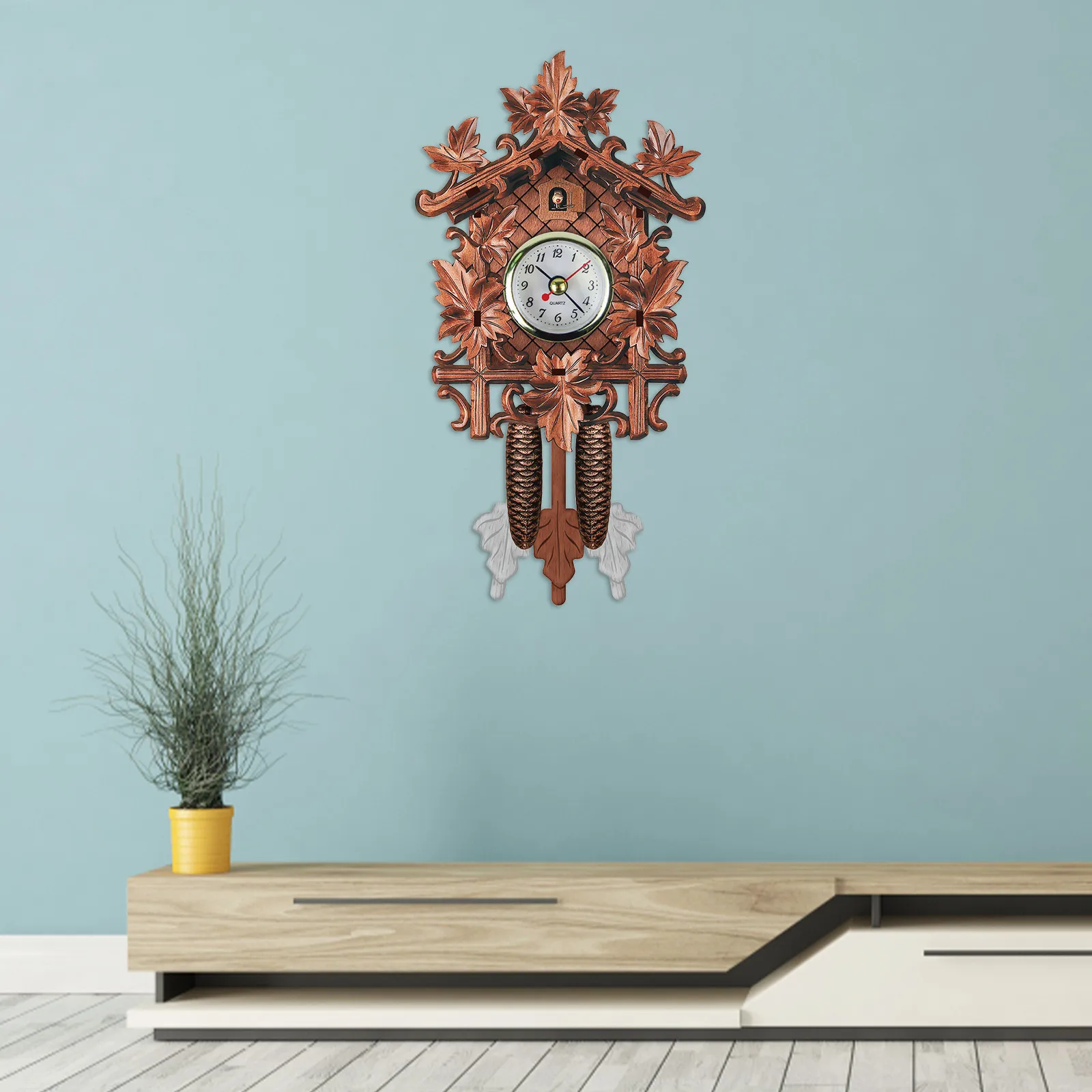 Cuckoo Wall Clock Chime Alarm Clock Retro Clock Wooden Living Room