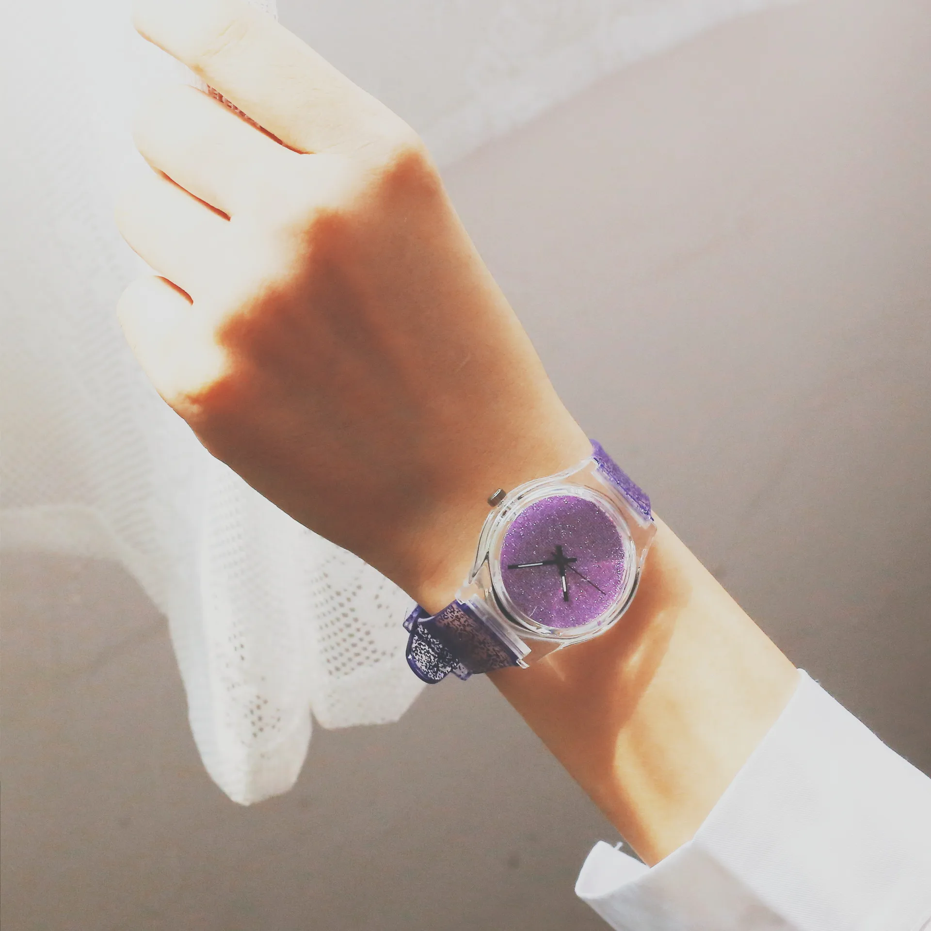 

Girl Lovely Watch Starry Dial Luminous Quartz Relogio Feminino Silicon Belt Alloy Case Coated GlassWaterproof Clock Women Watch