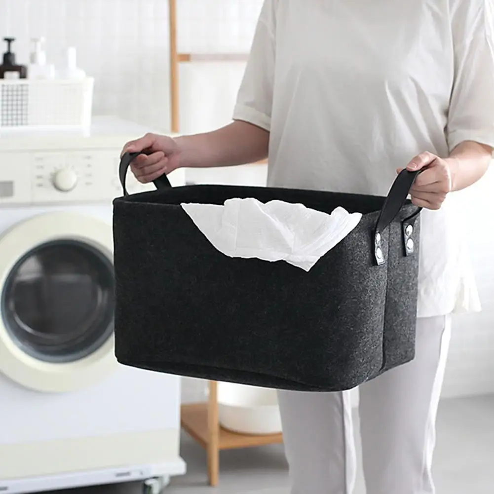 

Home Storage Laundry Basket Felt Storage basket Dirty Clothes Toys Holder Container Desktop Living Room Bathroom Organizer