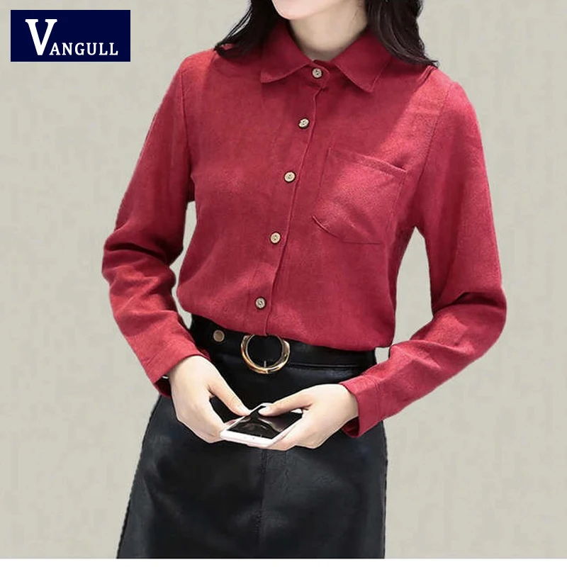 

Vangulla Corduroy Women Shirts Spring Autumn Casua Coats Plus Size Overcoat Female Big Tops Cute Solid Color Clothing
