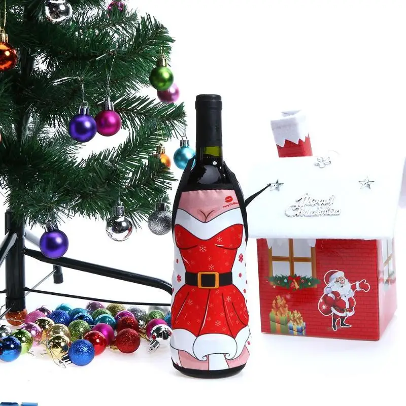Рождественский мини-фартук крышка для бутылки с красным вином бар KTV винная