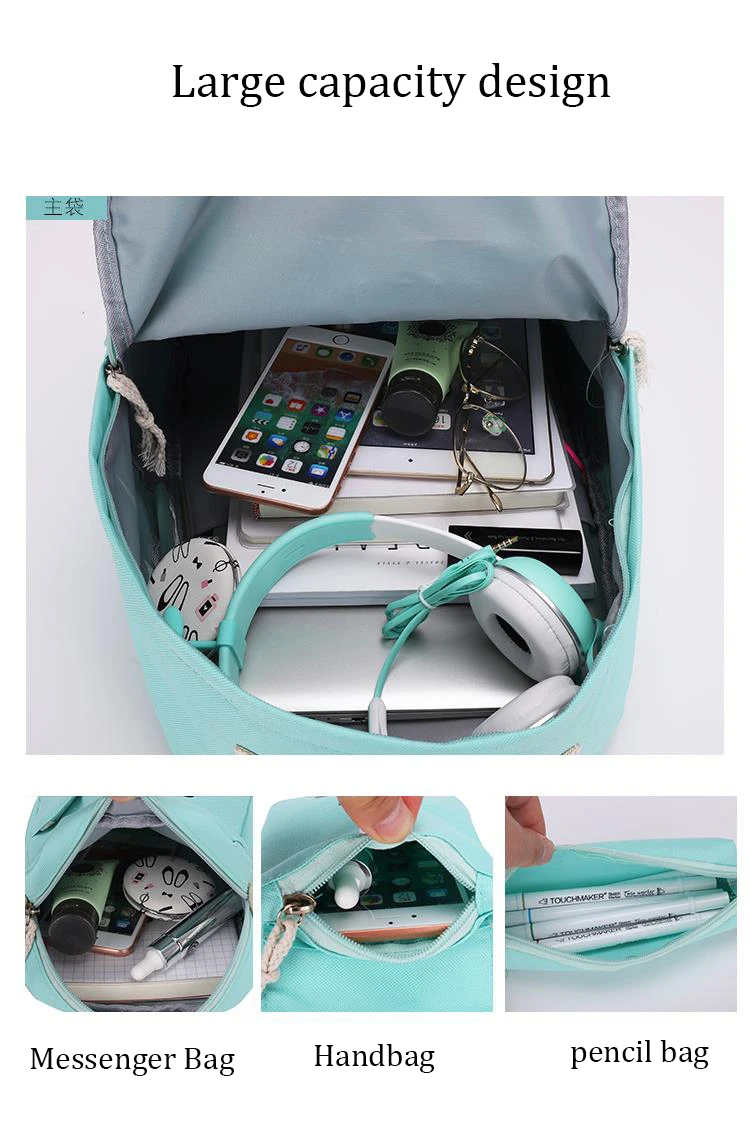 4 шт., детская школьная сумка для девочек, женская сумка для студентов, школьная сумка для девочек-подростков, рюкзак для ноутбука, женская сумка, сумка для канцелярских принадлежностей