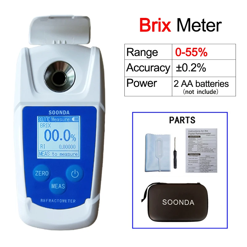 Digital Brix Meter tester Handheld Sugar Refractometer Fruit juice drinks  beer wine Honey Brix tester Sugar Tester Meter