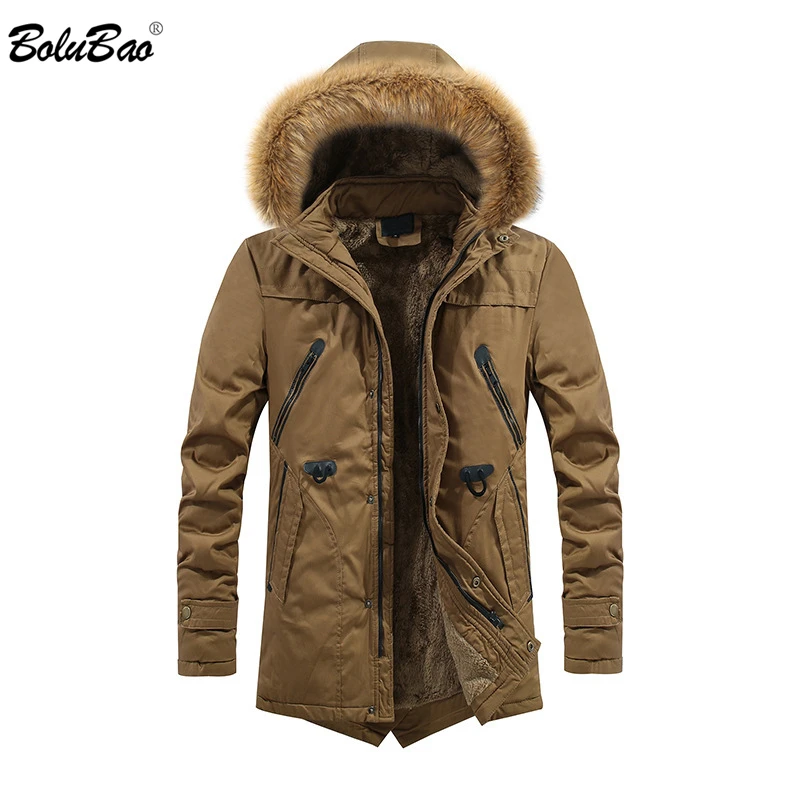 

BOLUBAO Fashion Winter Jacket Parka Men Warm Thick Parkas Fur Collar Hooded Street Male Parkas Casual Coats