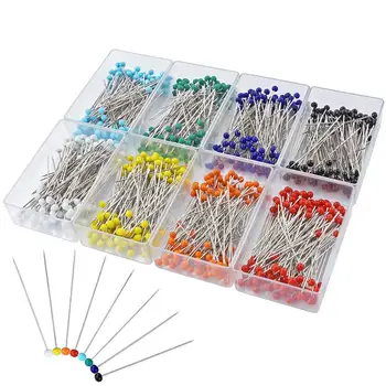 

800pcs Sewing Pins 38mm Multicolor Glass Ball Head Pins For Dressmaking Jewelry Components Flower Decoration With Transparent Ca